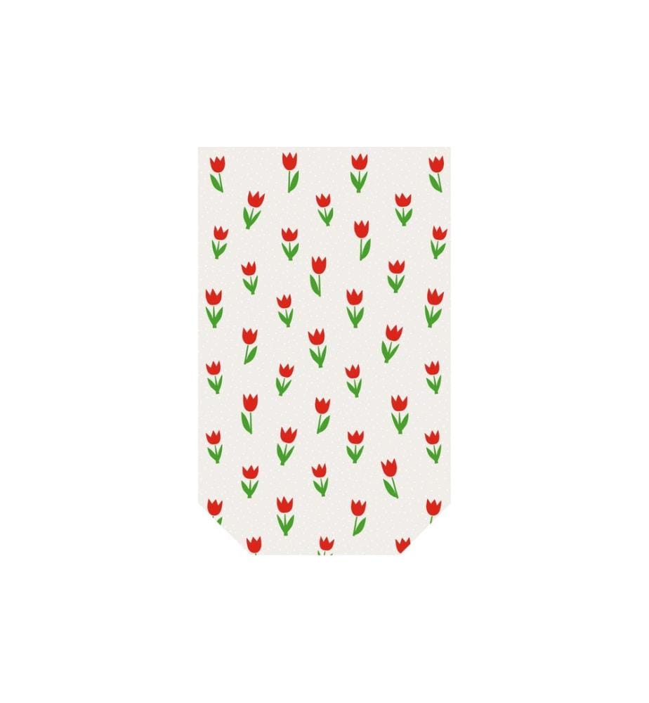 Braun + Company Sac transparent Tulipes 11,5 x 19 cm, 10 Pièce/s, Rouge/Blanc
