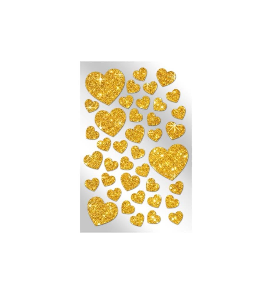 Braun + Company Autocollants à paillettes Coeurs Doré