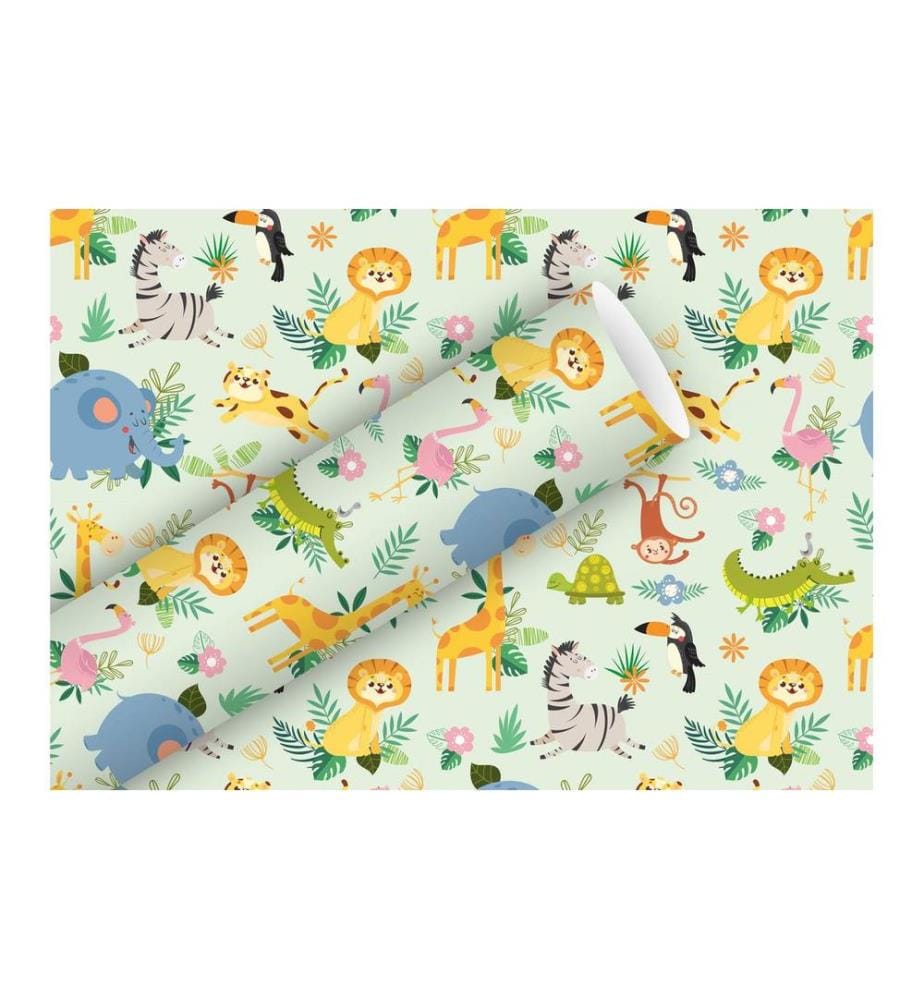 Braun + Company Papier cadeau Happy Animals, 2 m x 70 cm