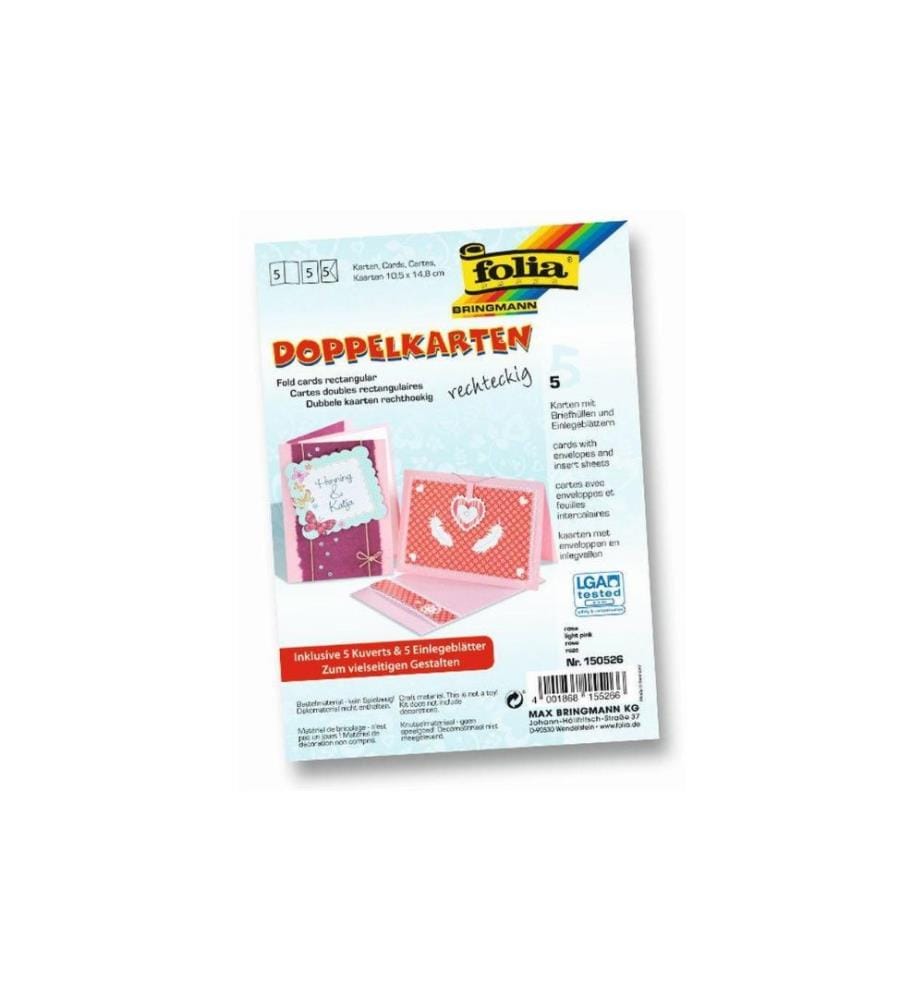 FOLIA - Carte vierge 220 g/m² rectangulaire rose