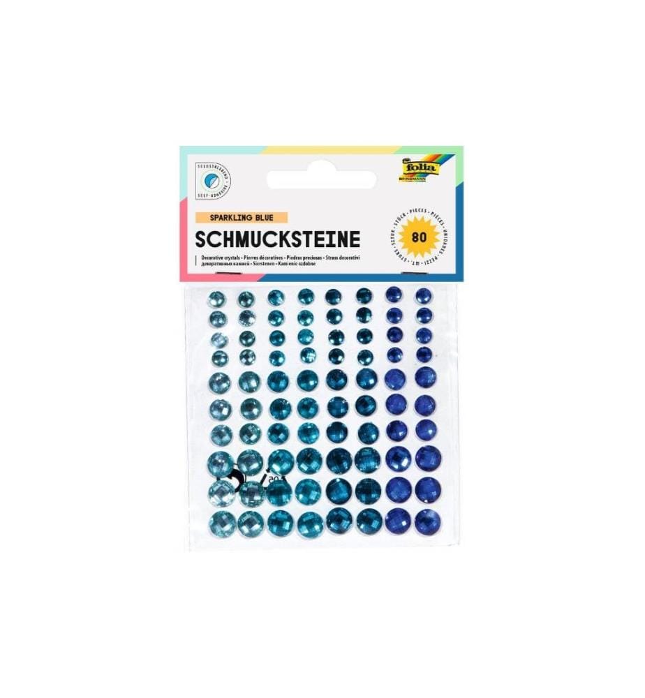 FOLIA - Gemmes Sparkling Blue autocollant 80 pièces