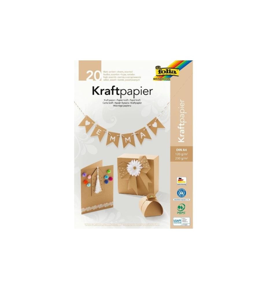 FOLIA - Carton kraft Papier kraft A4 Uni 120/230 g/m², trié