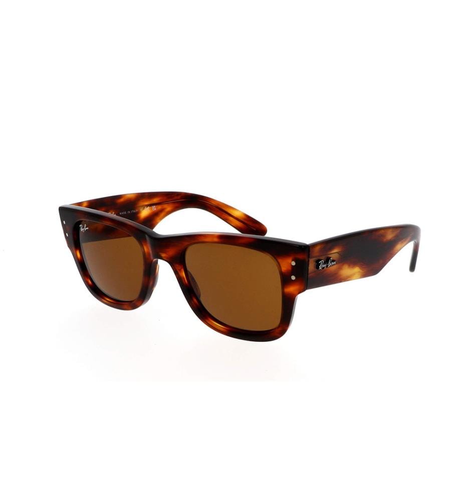 Lunettes de Soleil Mega Wayfarer - Poli Rayé Havana et Brun