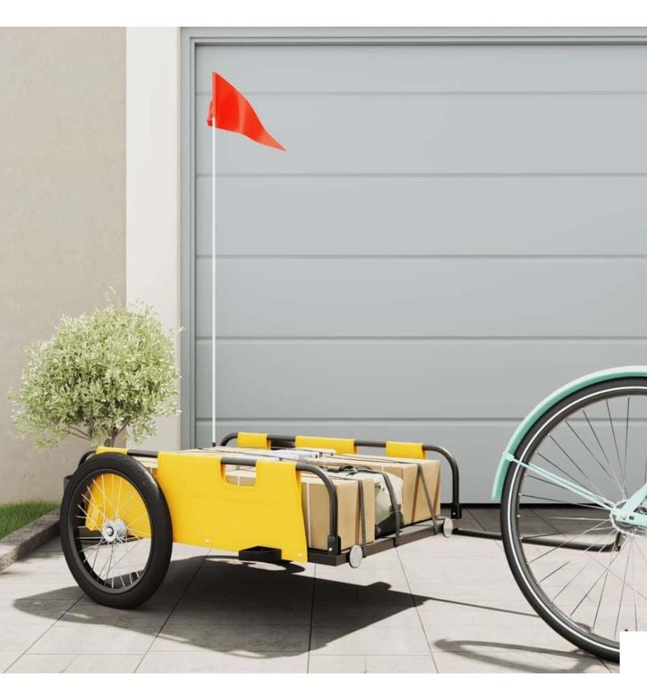 Remorque de vélo jaune tissu oxford et fer