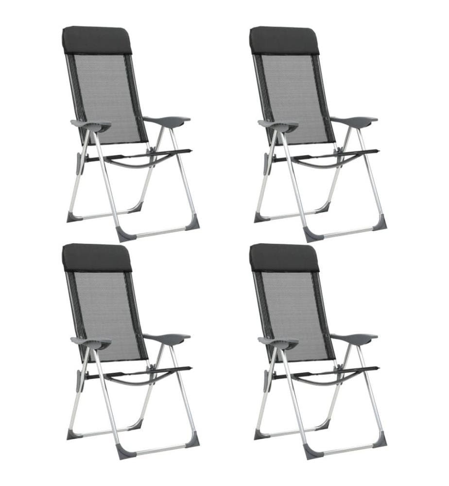 Chaises pliables de camping 4 pcs Noir Aluminium