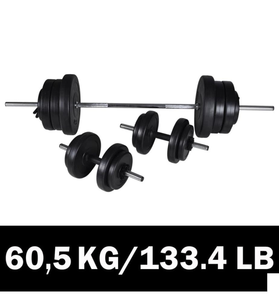 Kit de barre d'haltère et 2 haltères 605kg
