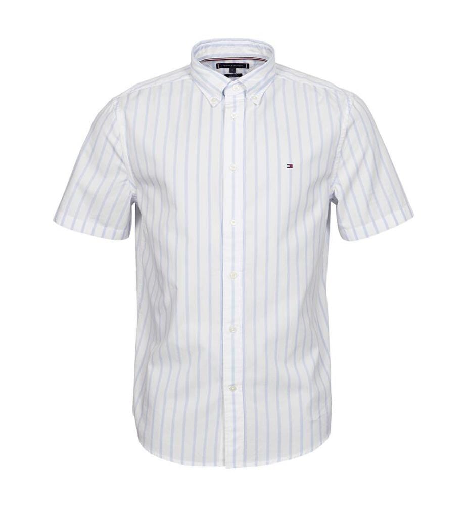 Chemise à manches courtes - Blanc et bleu