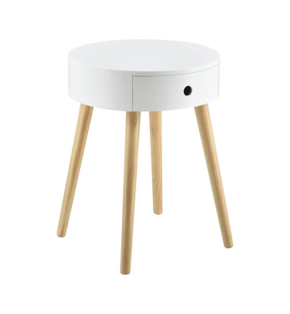 Table de nuit Aurich 50x38x38 cm avec tiroir design rétro blanc