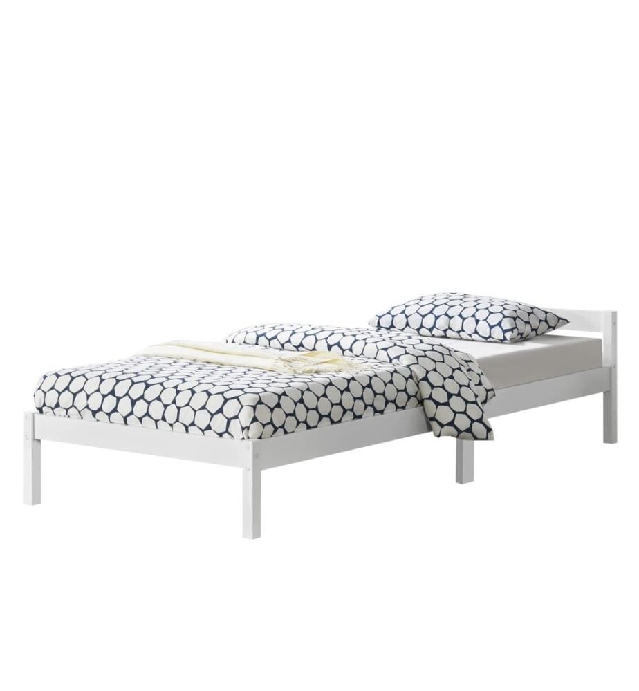 Lit en bois Nakkila 120x200 cm Lit double avec tête de lit Blanc