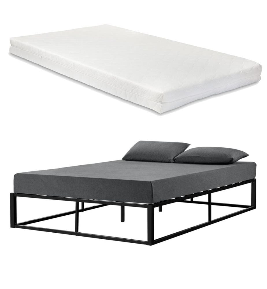 Lit métallique Kreta 180x200 cm avec matelas à eau froide Noir