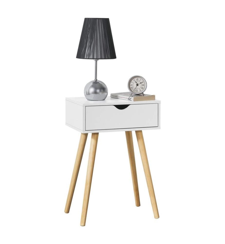 Table d'appoint Östersund 60x40x30 cm avec tiroir Blanc