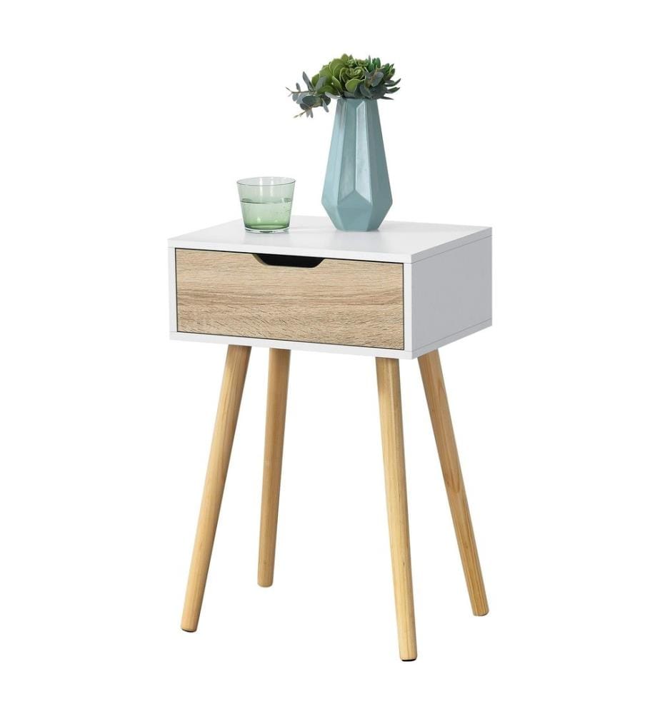 Table d'appoint Östersund 60x40x30 cm avec tiroir Chêne blanc