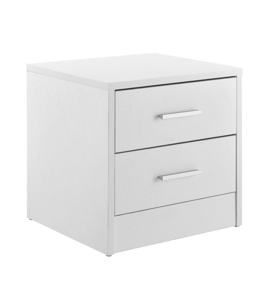 Table de nuit Jette 38x37x34 cm 2 tiroirs Blanc