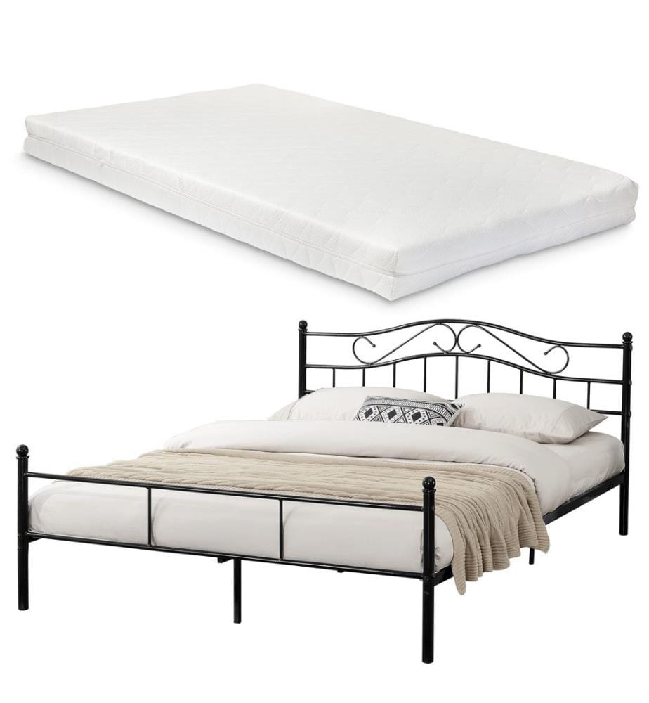 Lit métallique Florence 180x200 cm avec matelas à froid Noir