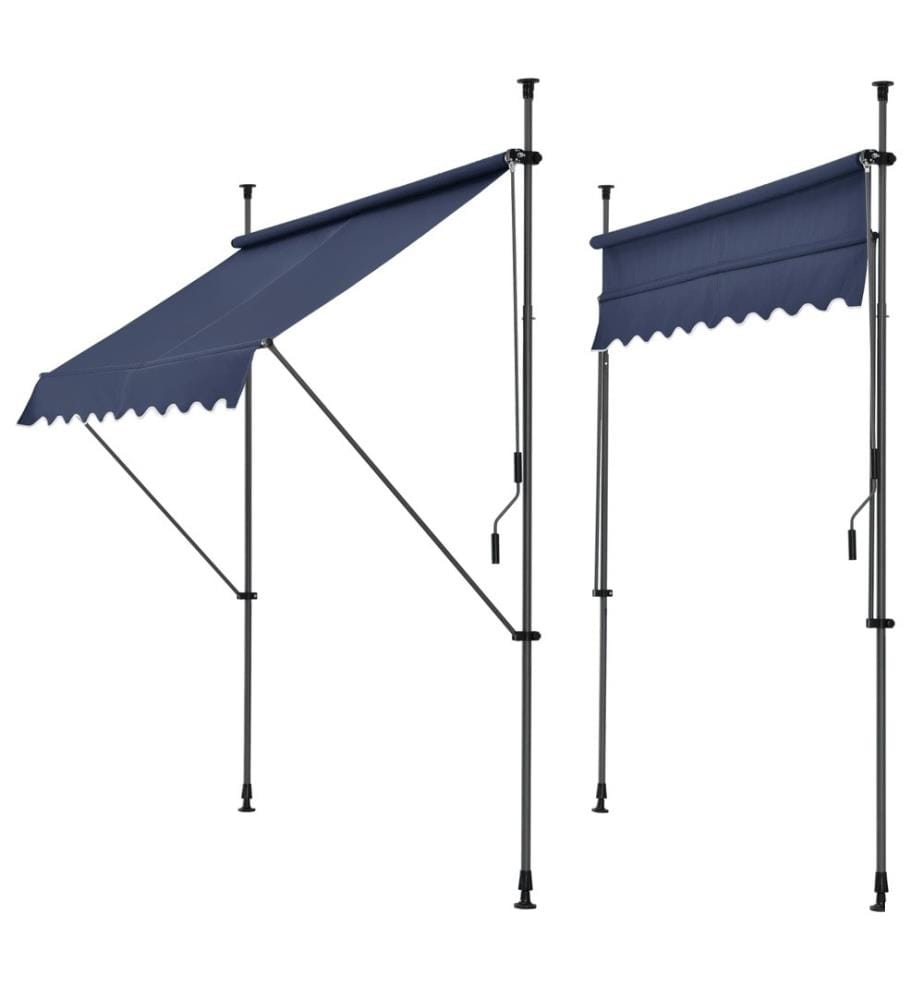 Kle mmmarkise 350x120x200-300 cm sans percer bleu foncé