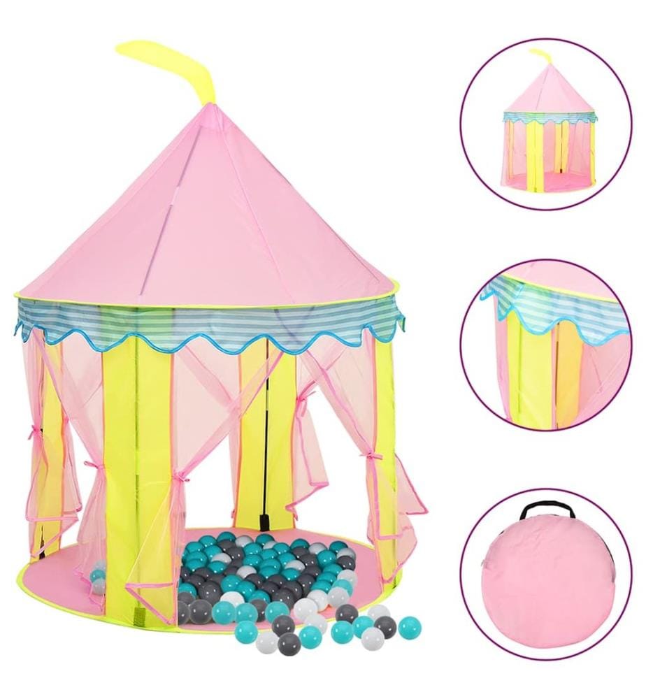 Tente de jeu pour enfants avec 250 balles Rose 100x100x127 cm