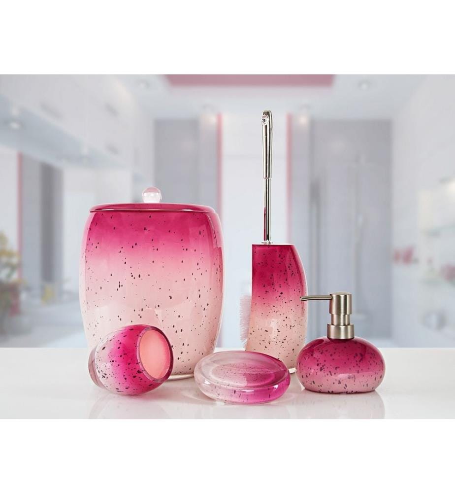Ensemble de salle de bains, 5 pièces, Fuchsia, polyrésine