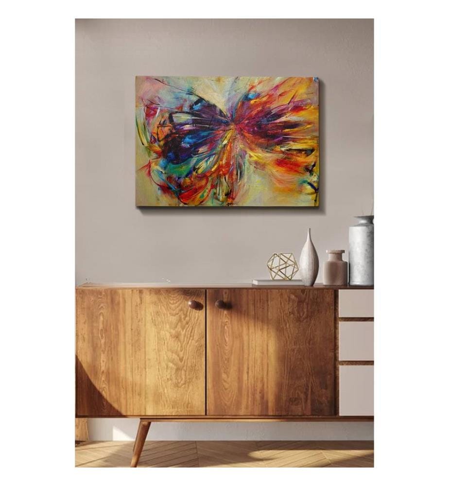 Peinture décorative sur toile, multicolore, toile, cadre en bois