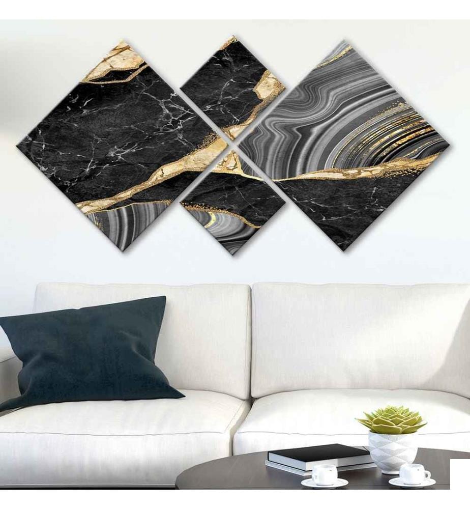 Peinture décorative MDF, 4 pièces, Multicolore, MDF, Impression Uv