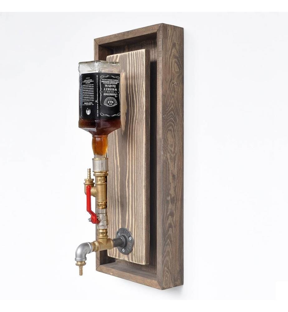 Distributeur de boissons, Walnut Gold, métal, base en bois d'épicéa