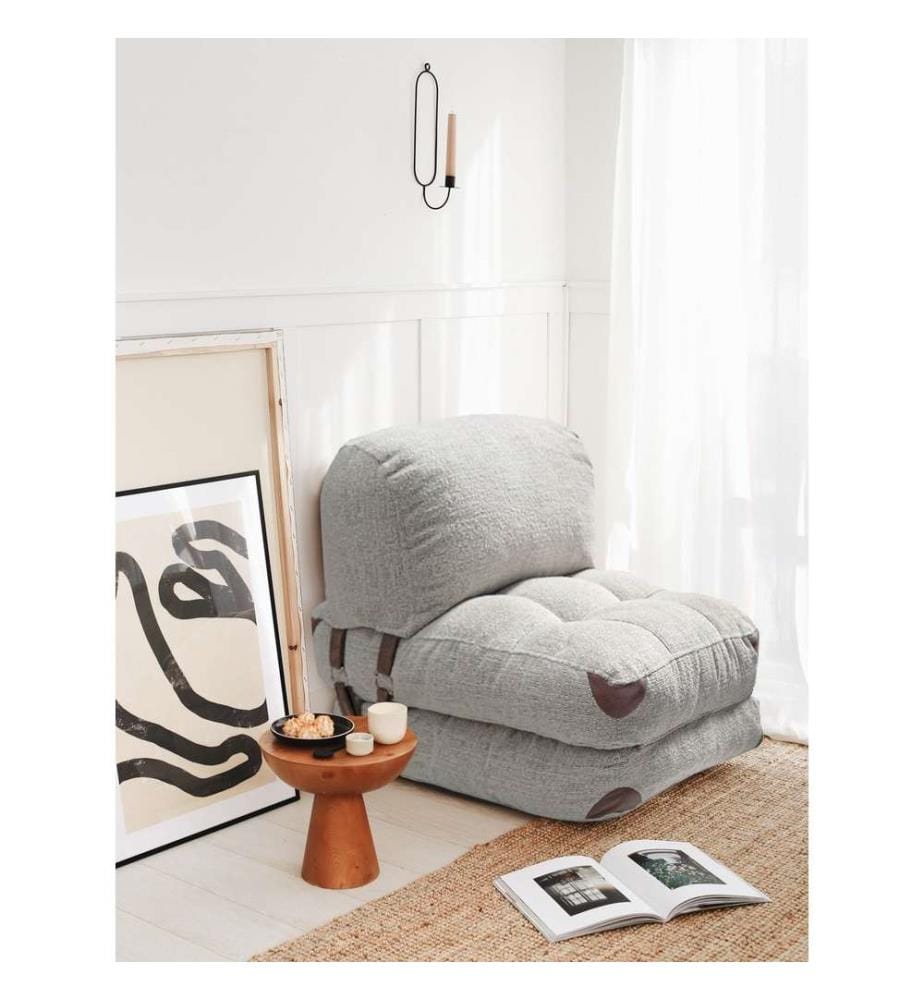Canapé-lit 1 place, gris, 100% polyester, tissu : Teddy