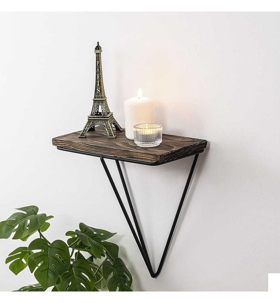Etagère murale, noyer noir, bois d'épicéa, cadre en métal