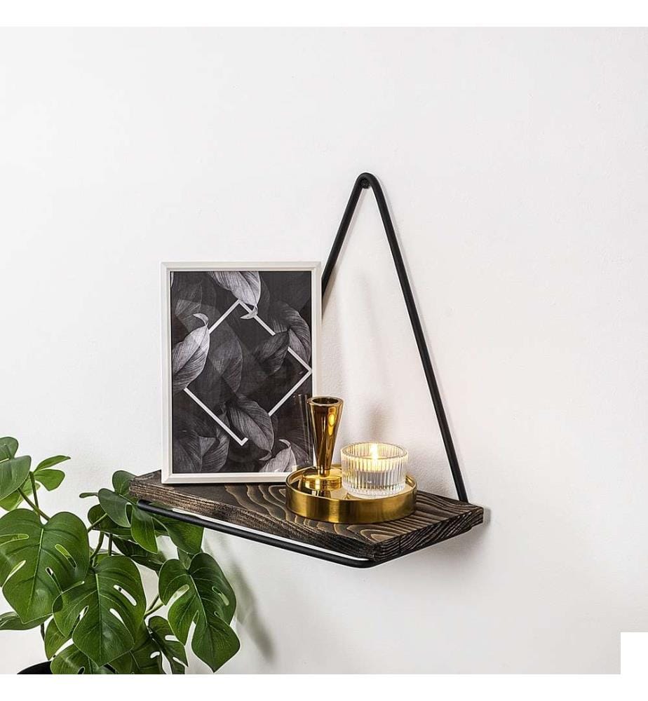 Etagère murale, noyer noir, bois d'épicéa, cadre en métal