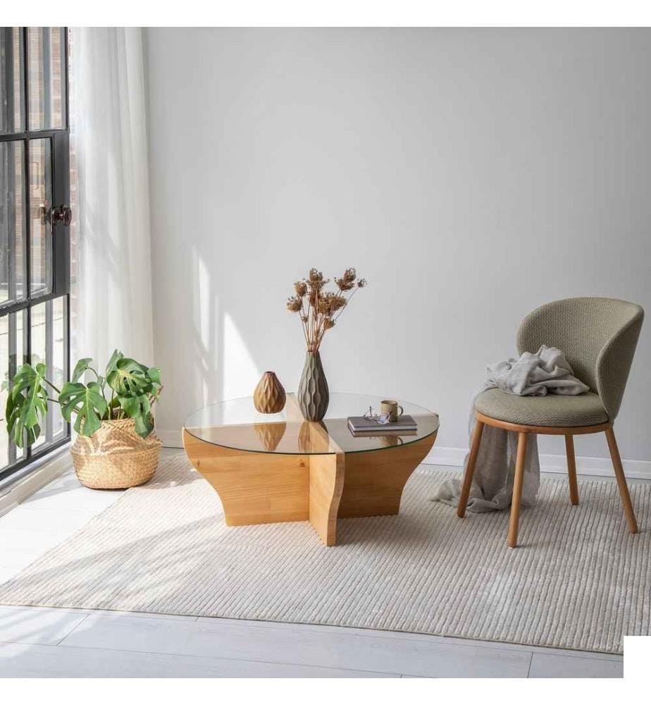 Table basse, teck, verre trempé, cadre : Bois massif