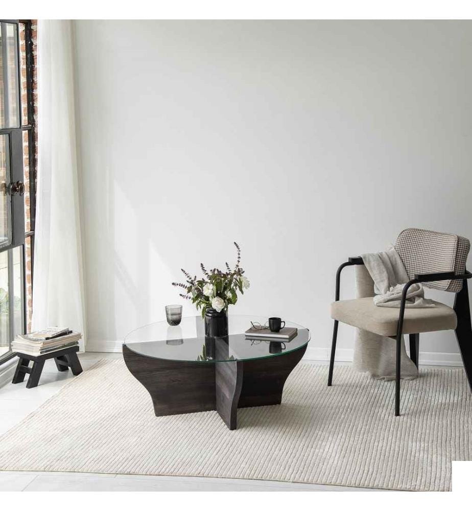 Table basse, Anthracite, Verre trempé , Cadre : Bois massif
