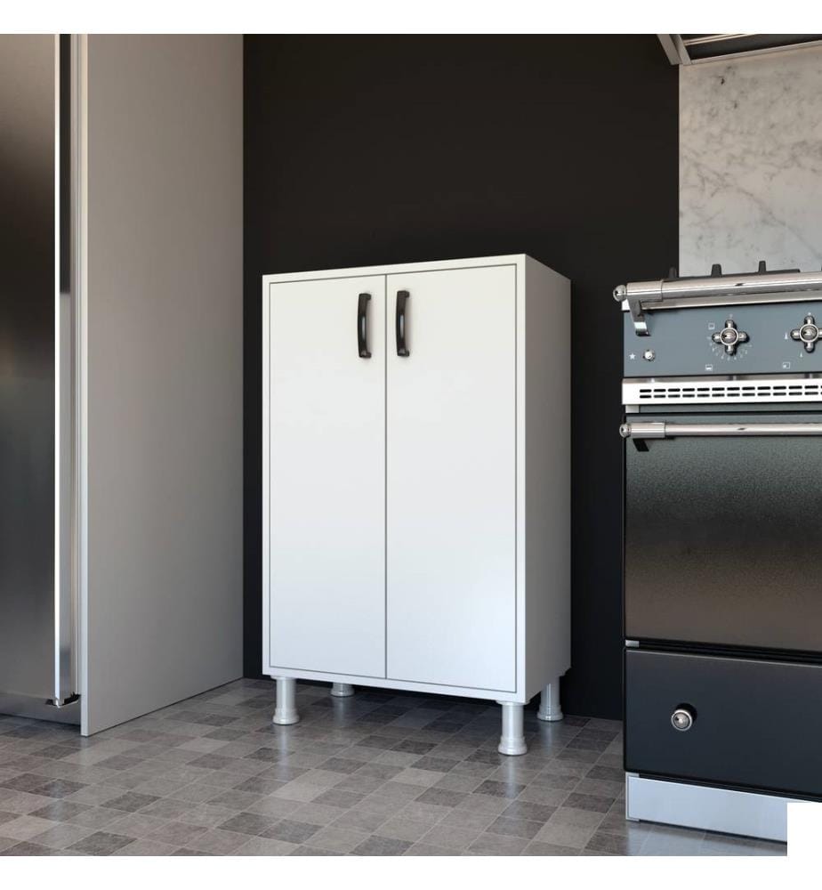 Armoire multifonctions, blanc, panneau de particules mélaminé