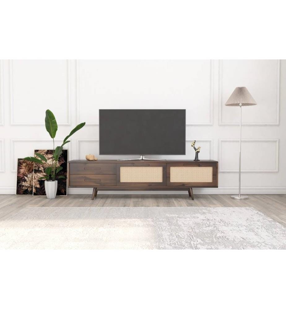 Meuble TV, Noyer, Bois naturel