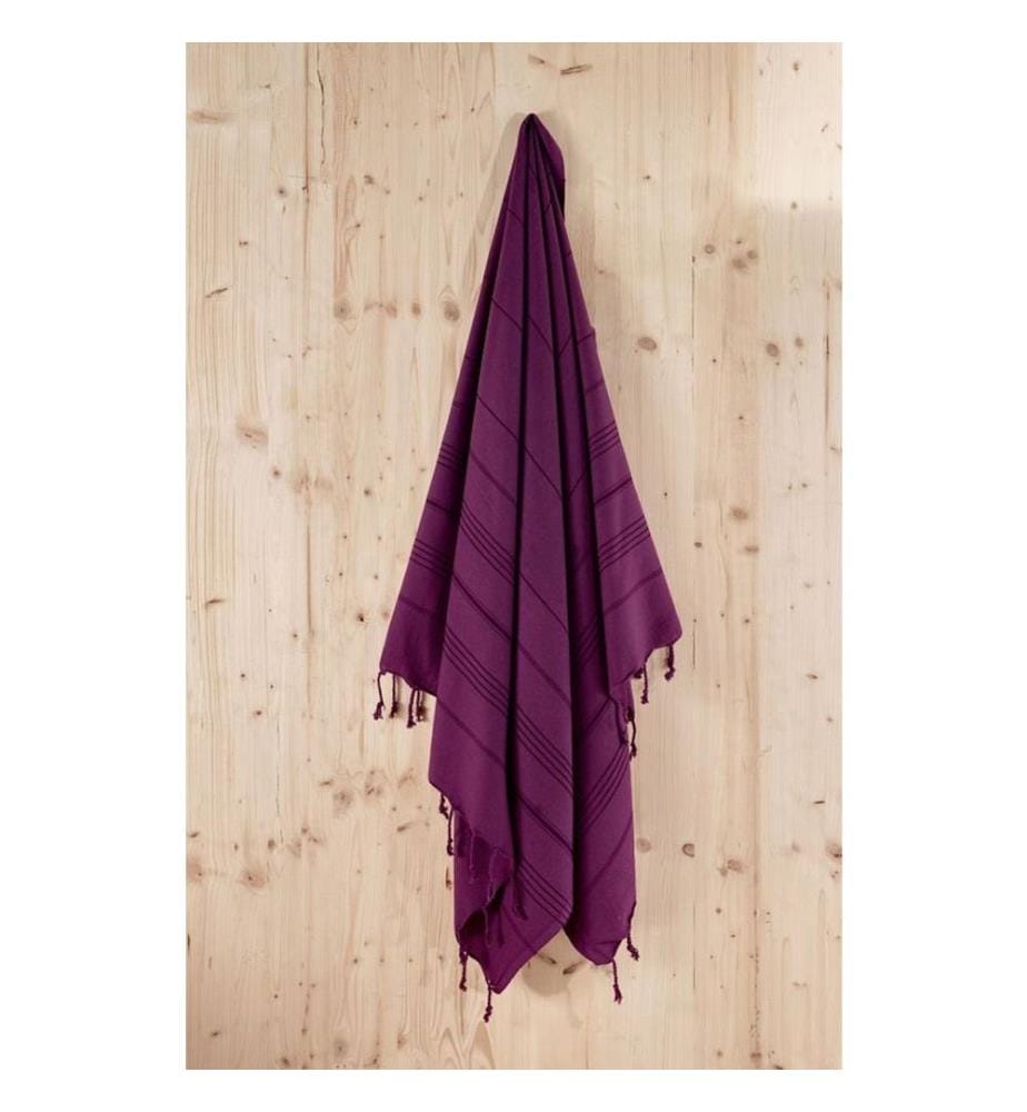 Fouta, serviette de plage, Damson, 100% coton, haute absorption d'eau
