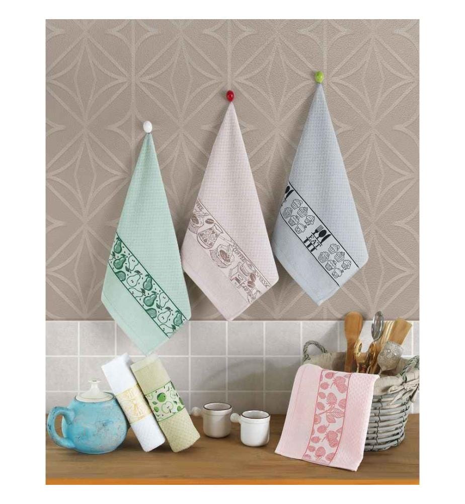 Ensemble de serviettes de toilette, 6 pièces, gris, menthe, rose, vert, blanc, 100% coton