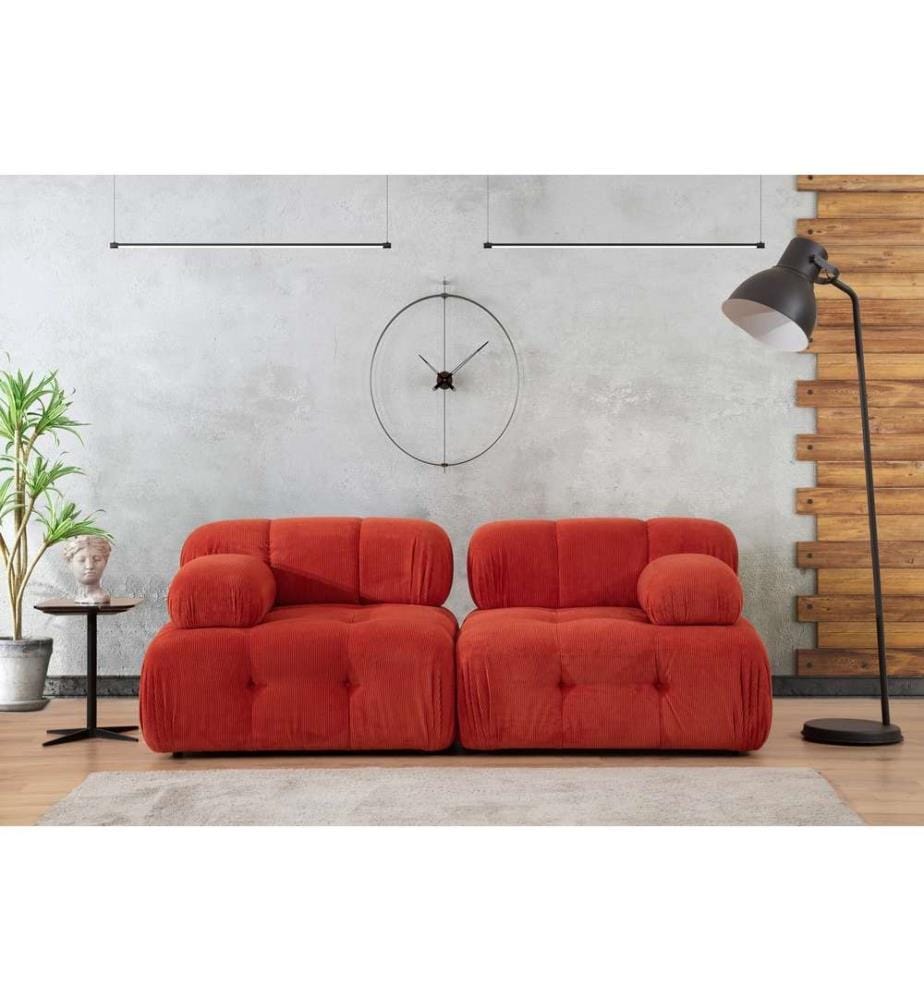 Canapé 2 places, rouge, châssis : Bois de hêtre - panneau de particules, tissu : 100% polyester