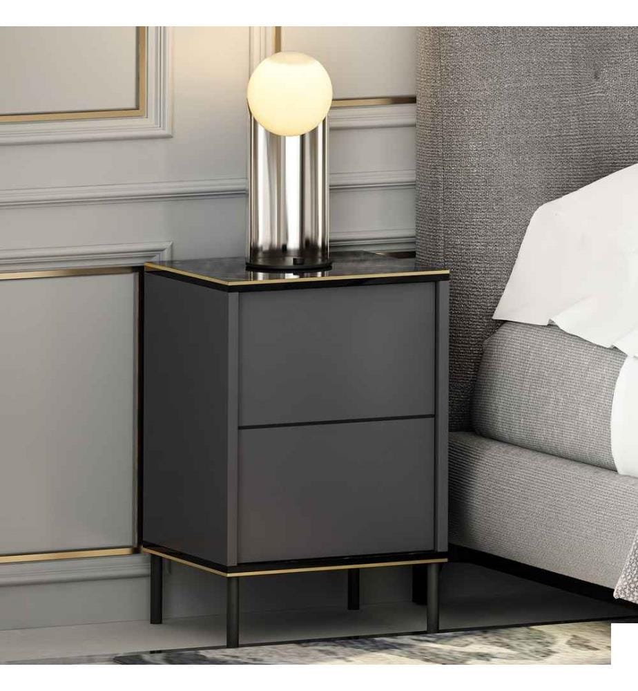 Nightstand, Anthracite, Melamine Coated Particle Board