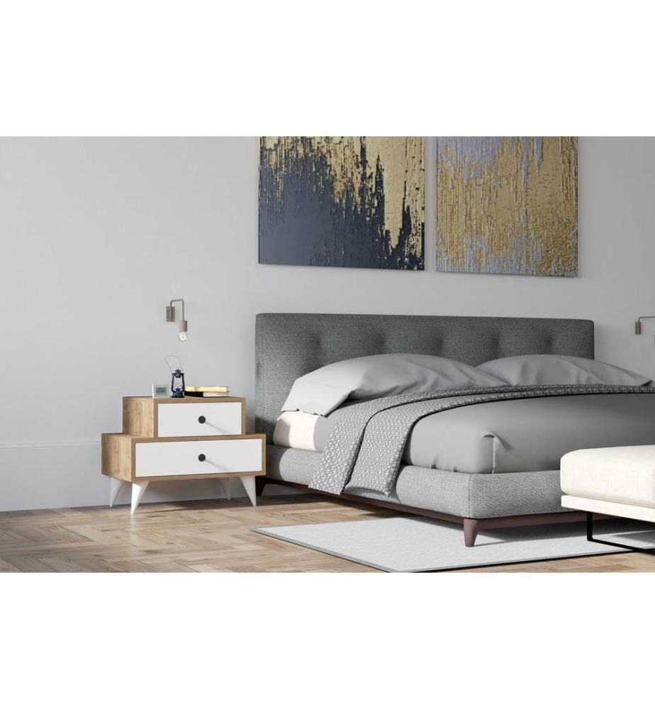Nightstand, White Walnut, Melamine Coated Particle Board