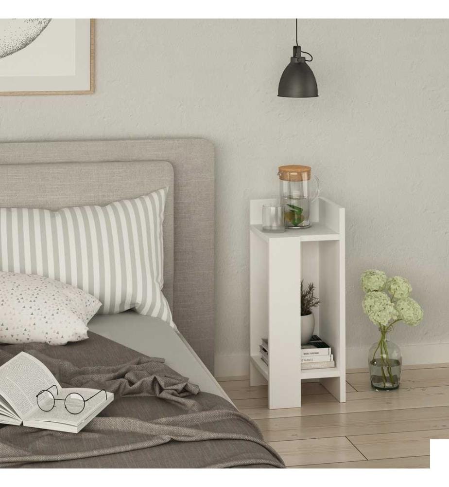 Nightstand, White, Melamine Coated Particle Board