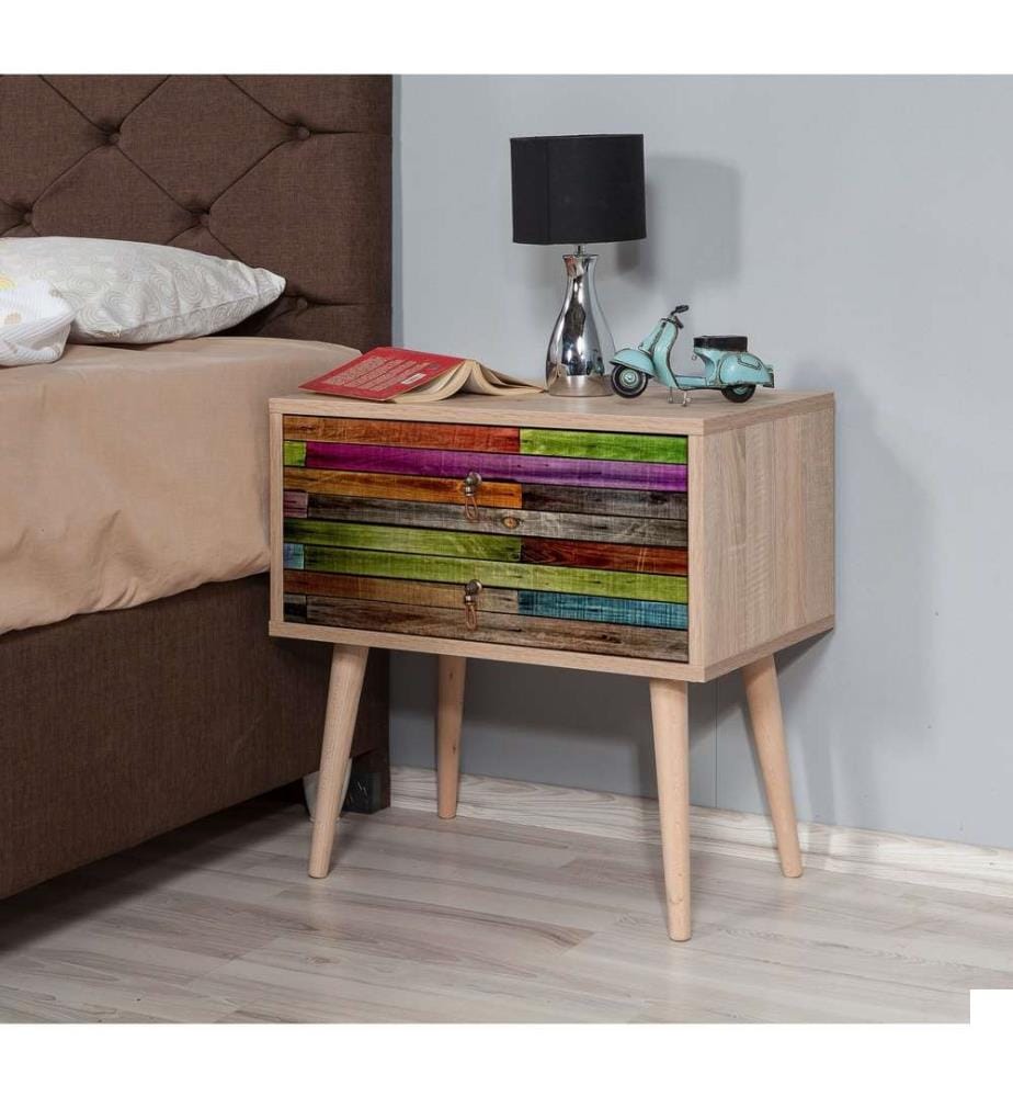 Nightstand, Sonoma Oak, Melamine Coated Particle Board
