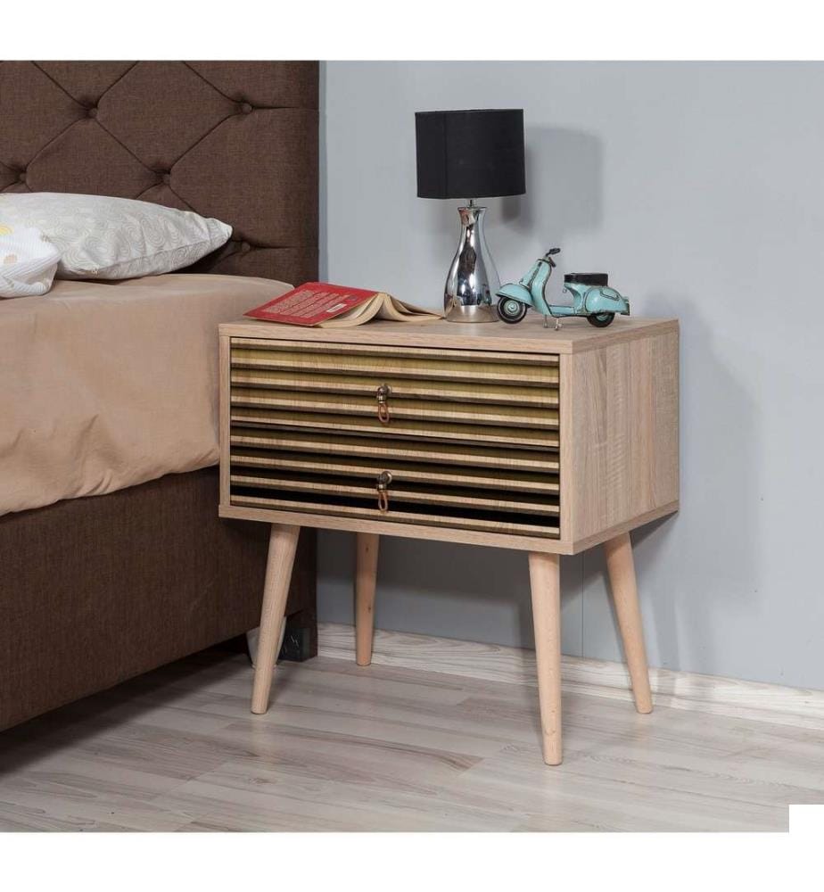Nightstand, Sonoma Oak, Melamine Coated Particle Board