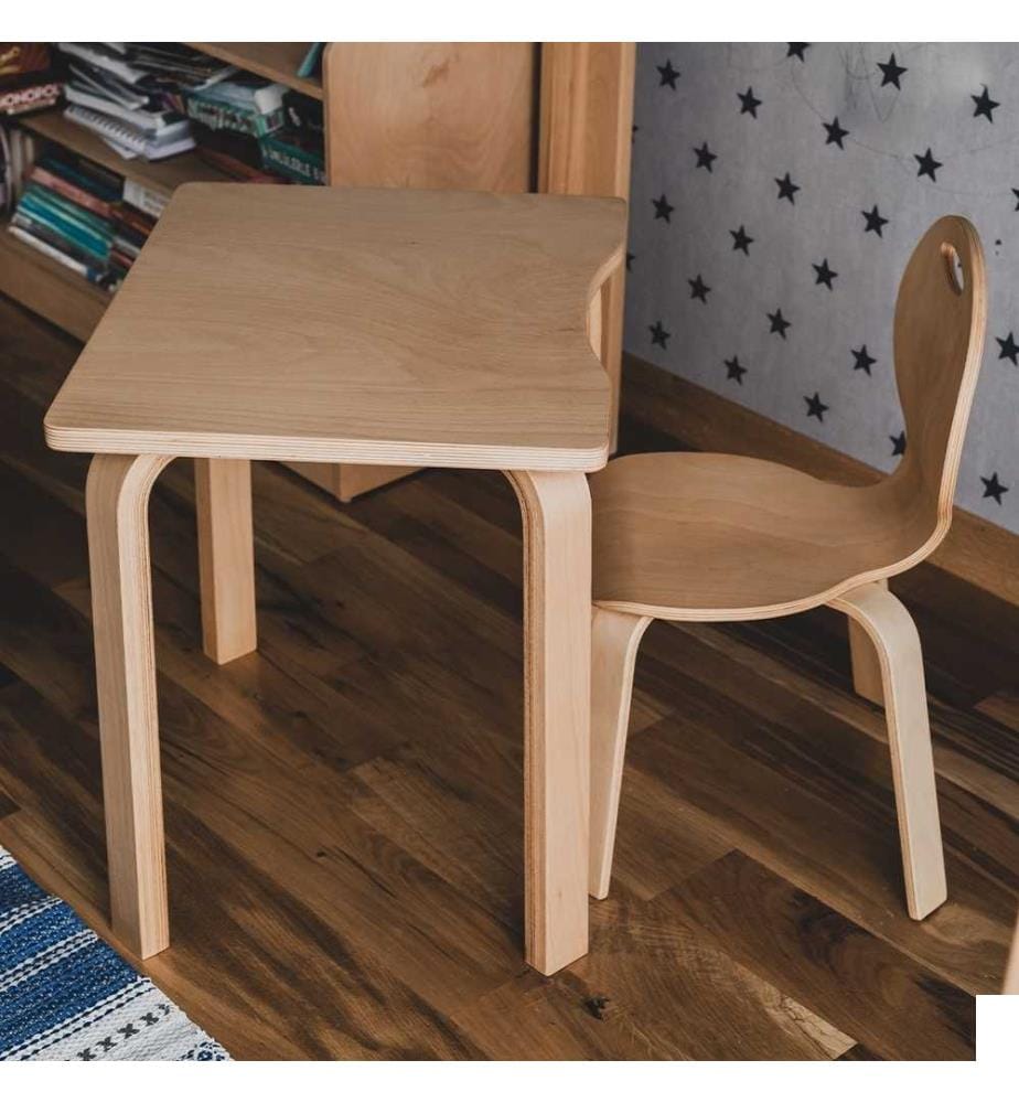 Table & Chairs Set , 3 Pieces, Natural, Beech Plwood