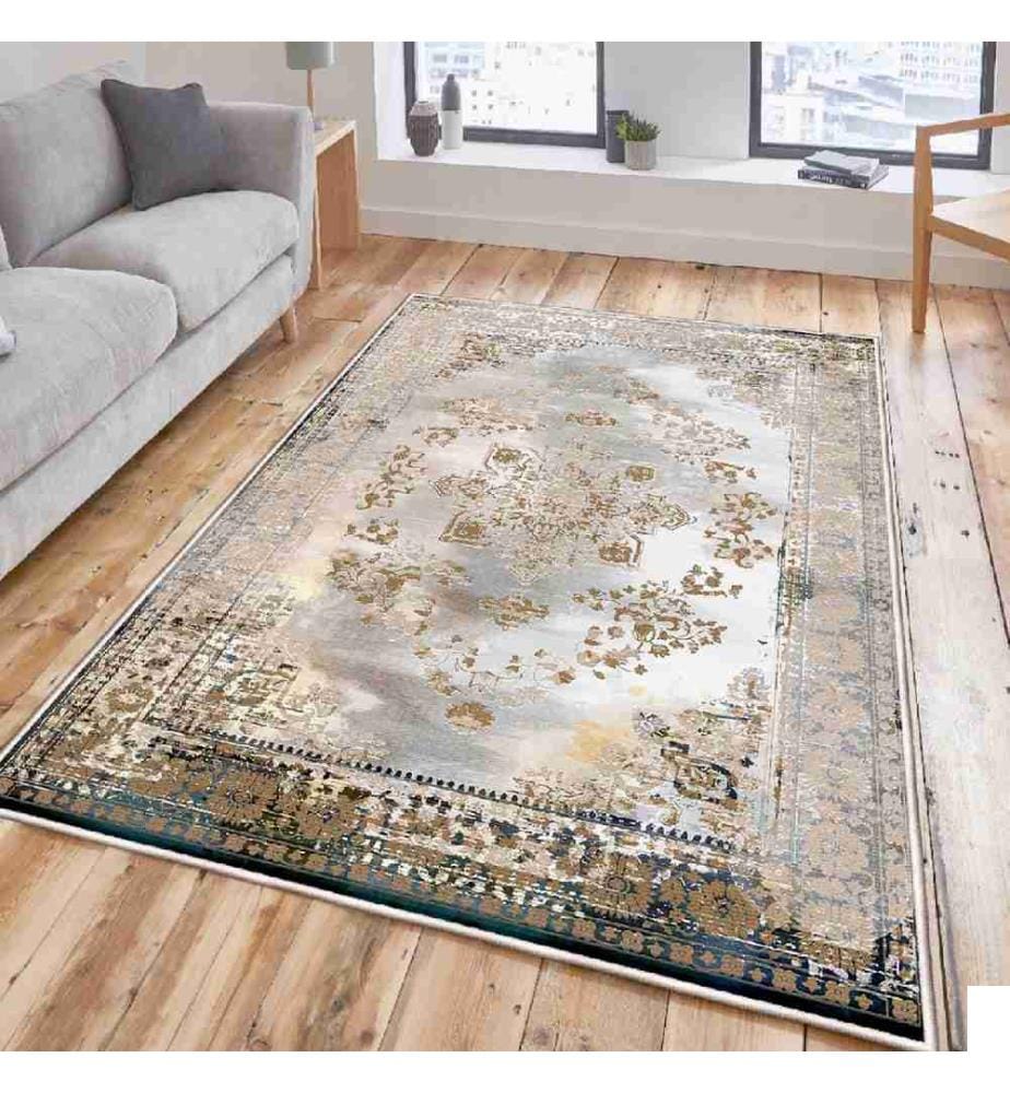Tapis, crème, gris, camel, 100% coton, 160 x 230 cm