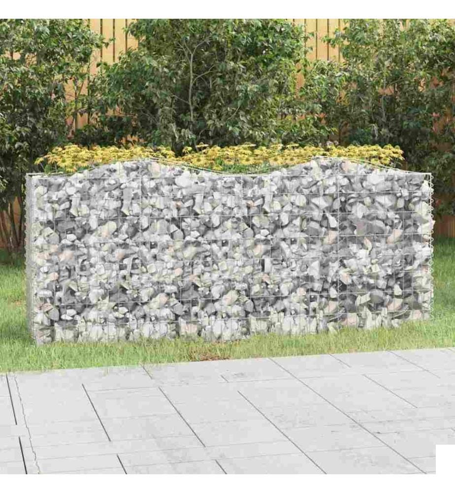 Lit surélevé à gabions arqué 200x50x100 cm Fer galvanisé