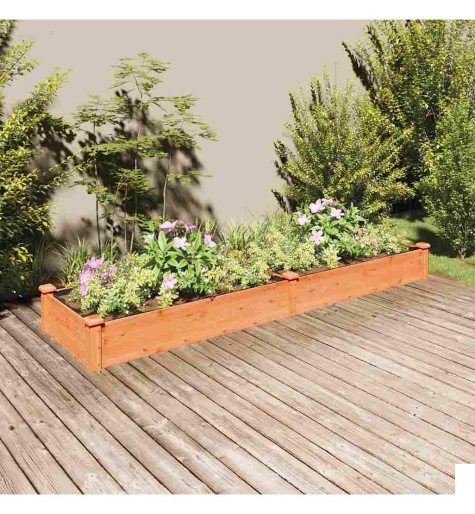 Lit surélevé de jardin doublure 240x60x25 cm bois massif sapin