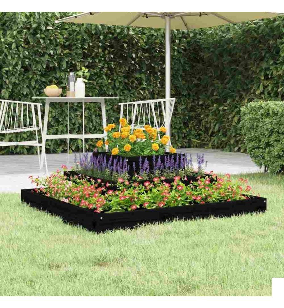 Jardinière Noir 80x80x27 cm Bois massif de pin