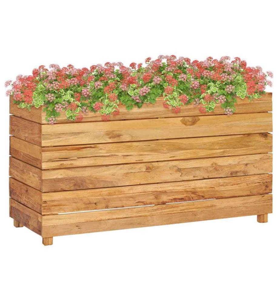 Lit surélevé 100x40x55 cm bois de teck recyclé et acier