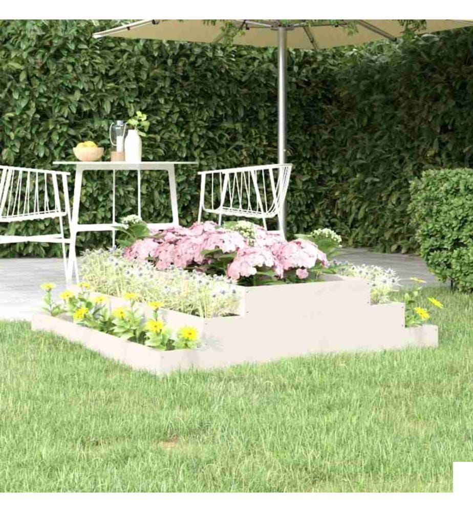 Jardinière Blanc 110x110x27 cm Bois massif de pin