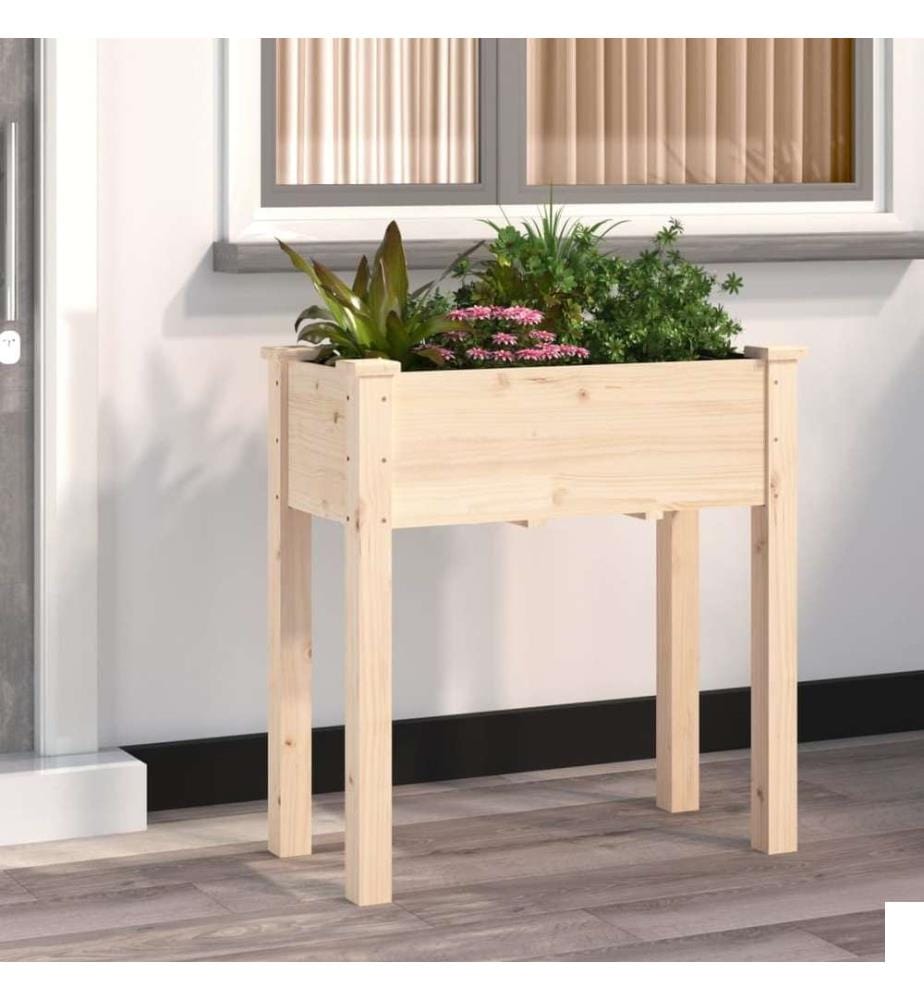 Jardinière avec doublure 71x37x76 cm bois massif de sapin