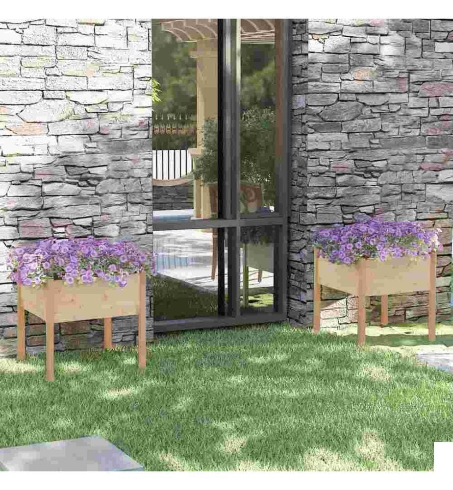 Jardinières d'extérieur 2 pcs 70x70x70 cm bois de pin massif
