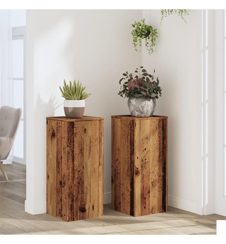 Supports pour plantes 2 pcs vieux bois bois d'ingénierie