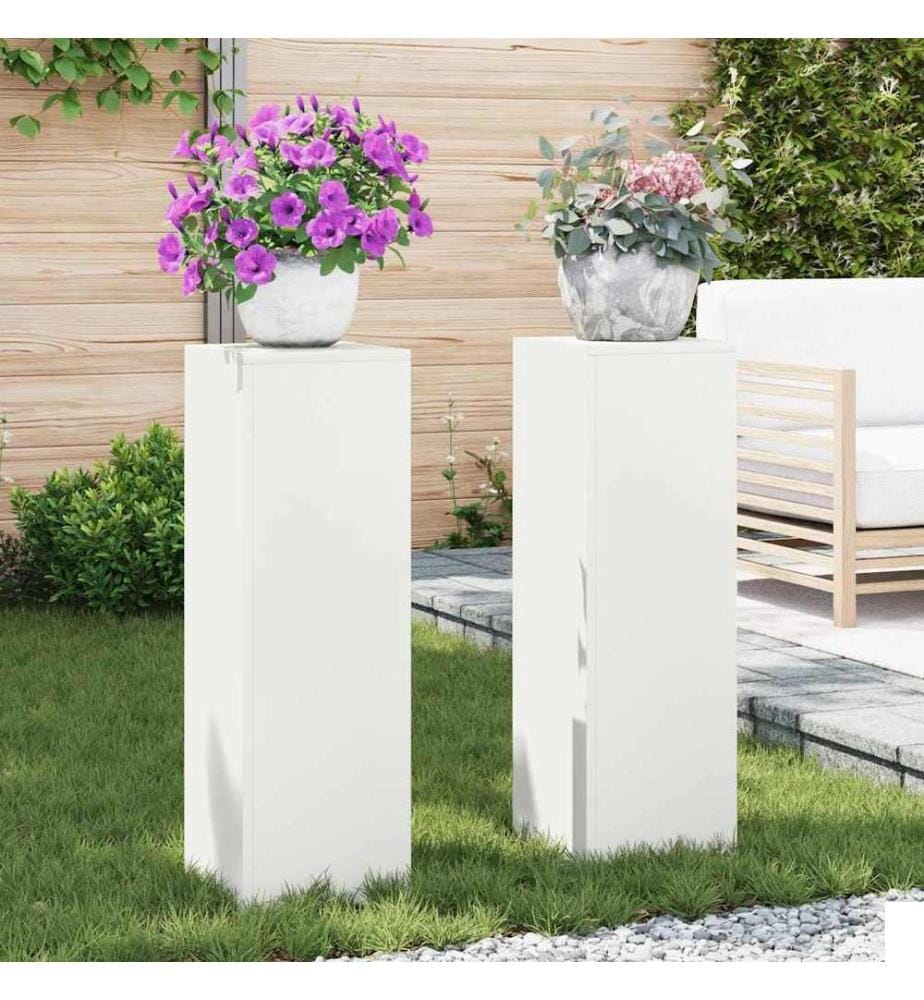 Support de Plante 2 pcs Blanc 24 x 24 x 75 cm Acier